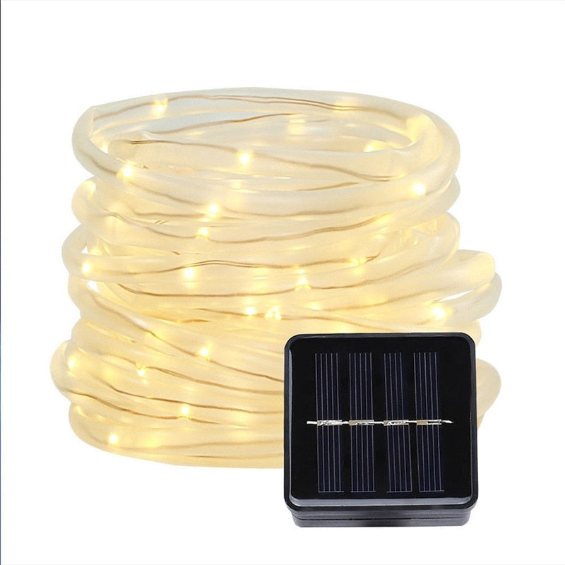 7M/12M LED Outdoor Solar Lamps 50/100 LEDs Rope Tube String Lights Fairy Holiday Christmas Party Solar Garden Waterproof Lights