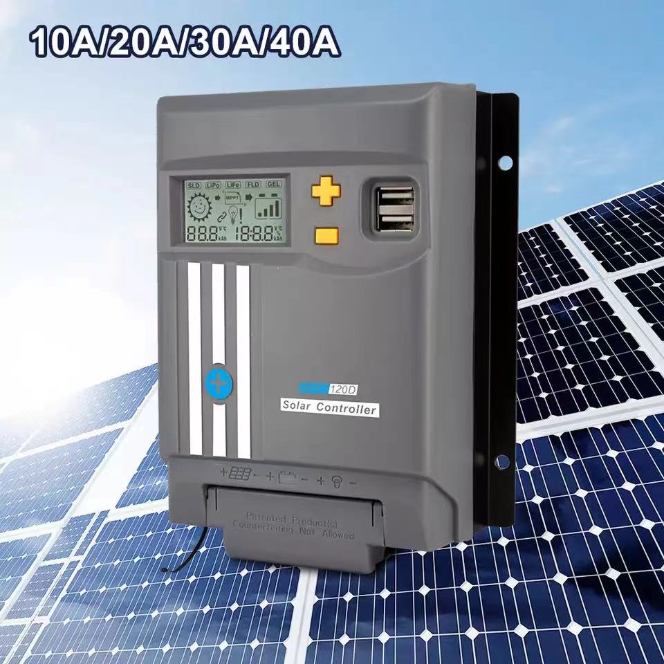Mppt Solar Charge Controller Painel Solar MPPT Display LCD 10A 20A 30A 40A Com WIFI 12V/24V Regulador de Bateria Dual USB LifePo4