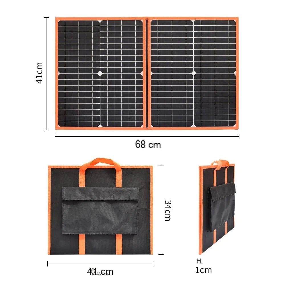 100W 80W 60W 40W Painel solar dobrável, kit de painel solar portátil com design dobrável e várias opções de energia para carregar baterias de 12V.