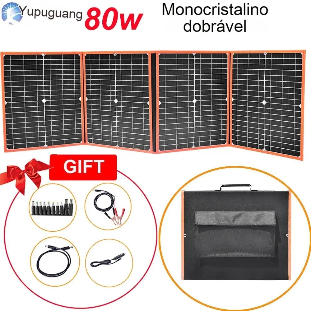 100W 80W 60W 40W Painel solar dobrável, kit de painel solar dobrável - Silício monocristalino (80W)