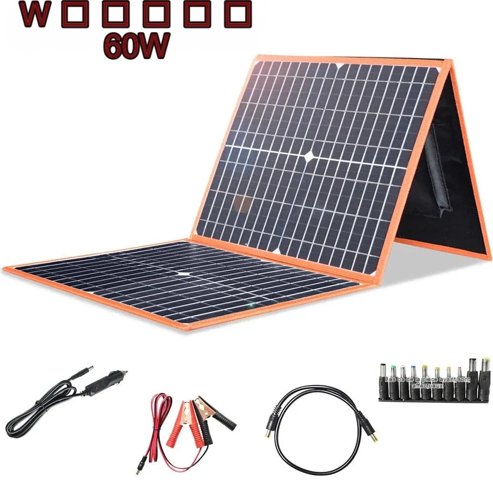 100W 80W 60W 40W Panneau solaire pliable, kit de panneau solaire pliable avec panneaux réglables (100W-40W) pour charger des batteries 12V et des dispositifs d'alimentation.