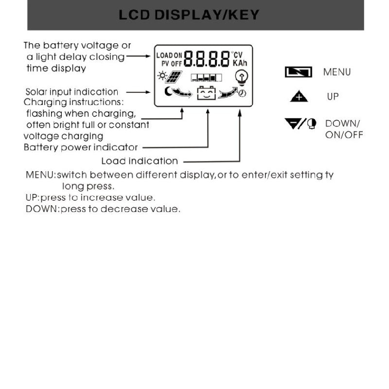 Solar Controller, Monitor and control solar system performance with this 30A controller featuring an LCD display and intuitive menu navigation.