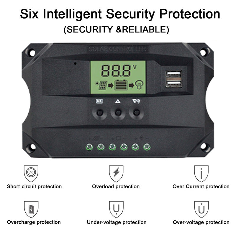 MPPT Solar Charge Controller, Multiple protections ensure safe and reliable solar charging against various voltage and current threats.