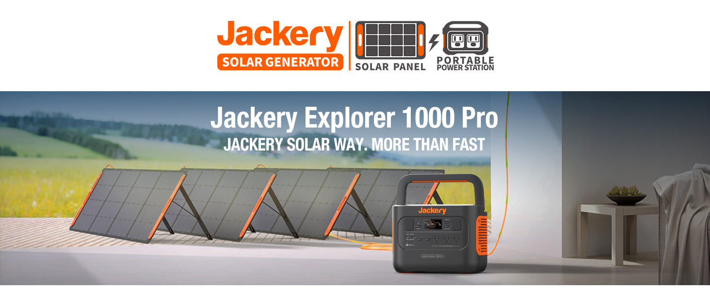 Jackery Explorer 1000 Pro Portable Power Station, Solar-powered portable generator for outdoor adventures, camping, and emergencies.