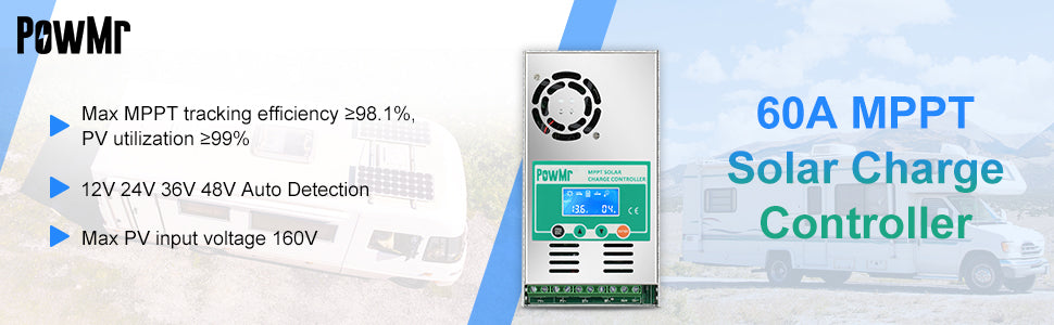 HHJ-60A - PowMr 60A MPPT Solar Charge Controller, 60a controller