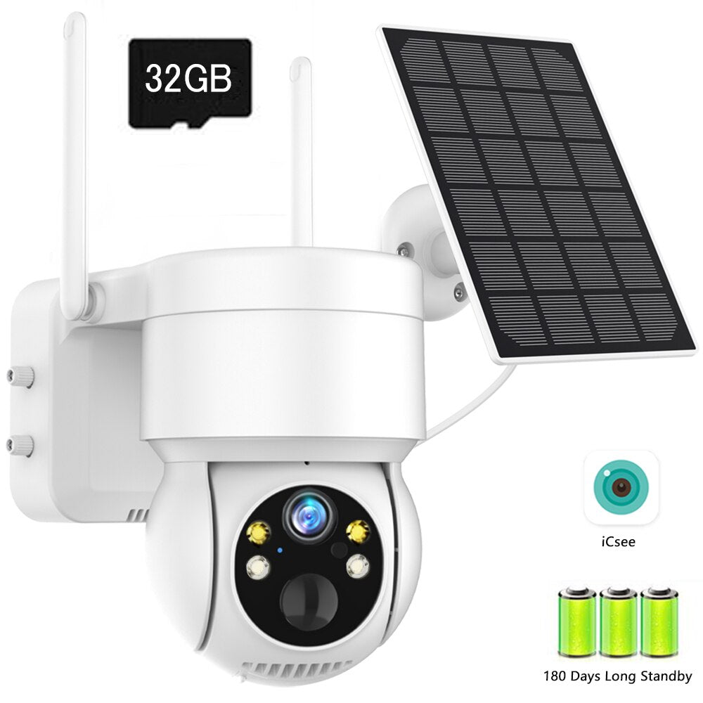 Wifi Outdoor Solar Wireless Network Camera 4MP HD Built in Battery Video Surveillance Camera Long Standby ICsee APP