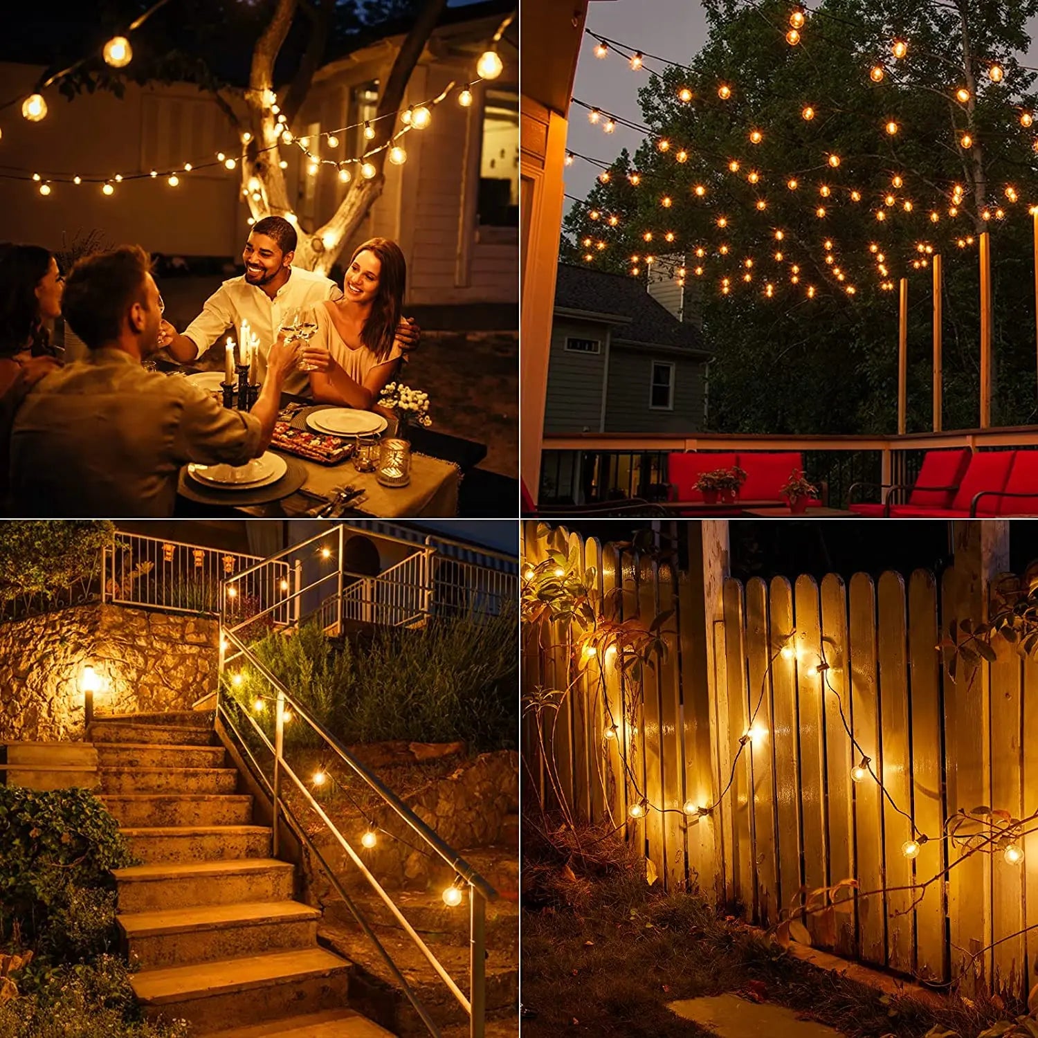 LED G40 Globe String Light, Waterproof LED beads, round shape, 220V DC power, widely used outdoor lighting product.