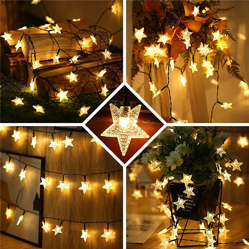 Outdoor Solar String Light, Solar-powered string light with 60 LEDs and 8 modes, perfect for outdoor parties or patios.