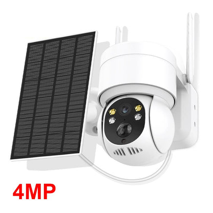 WiFi PTZ Camera Outdoor Wireless Solar IP Camera 4MP HD Built-in Battery Video Surveillance Camera Long Time Standby iCsee APP