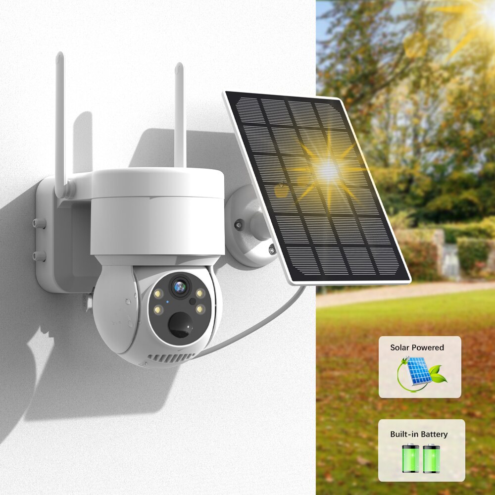 Cámara de red inalámbrica Solar Wifi para exteriores, cámara de videovigilancia con batería integrada HD de 4MP, aplicación ICsee de larga espera