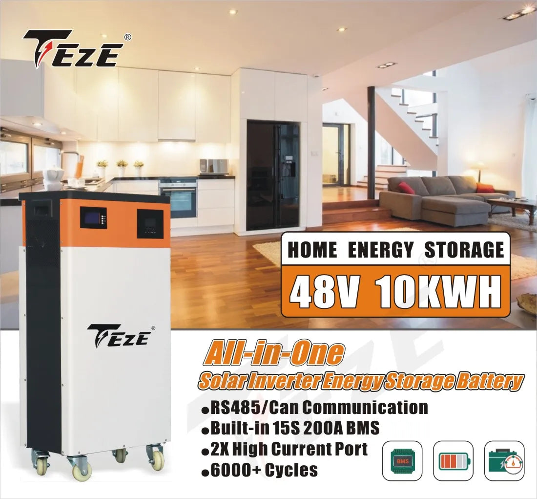 EzE Home Energy's Powerwall: compact storage battery with built-in MPPT & inverter for efficient charging.