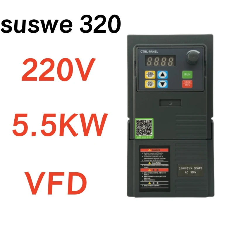 3KW VFD Inverter, High-power inverter panel for 220V use, offering 2.2-5.5kW output.