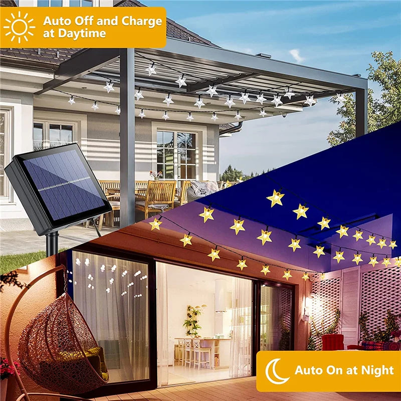 Outdoor Solar String Light, Globe string lights with memory function for easy setup and wide application for celebrations.