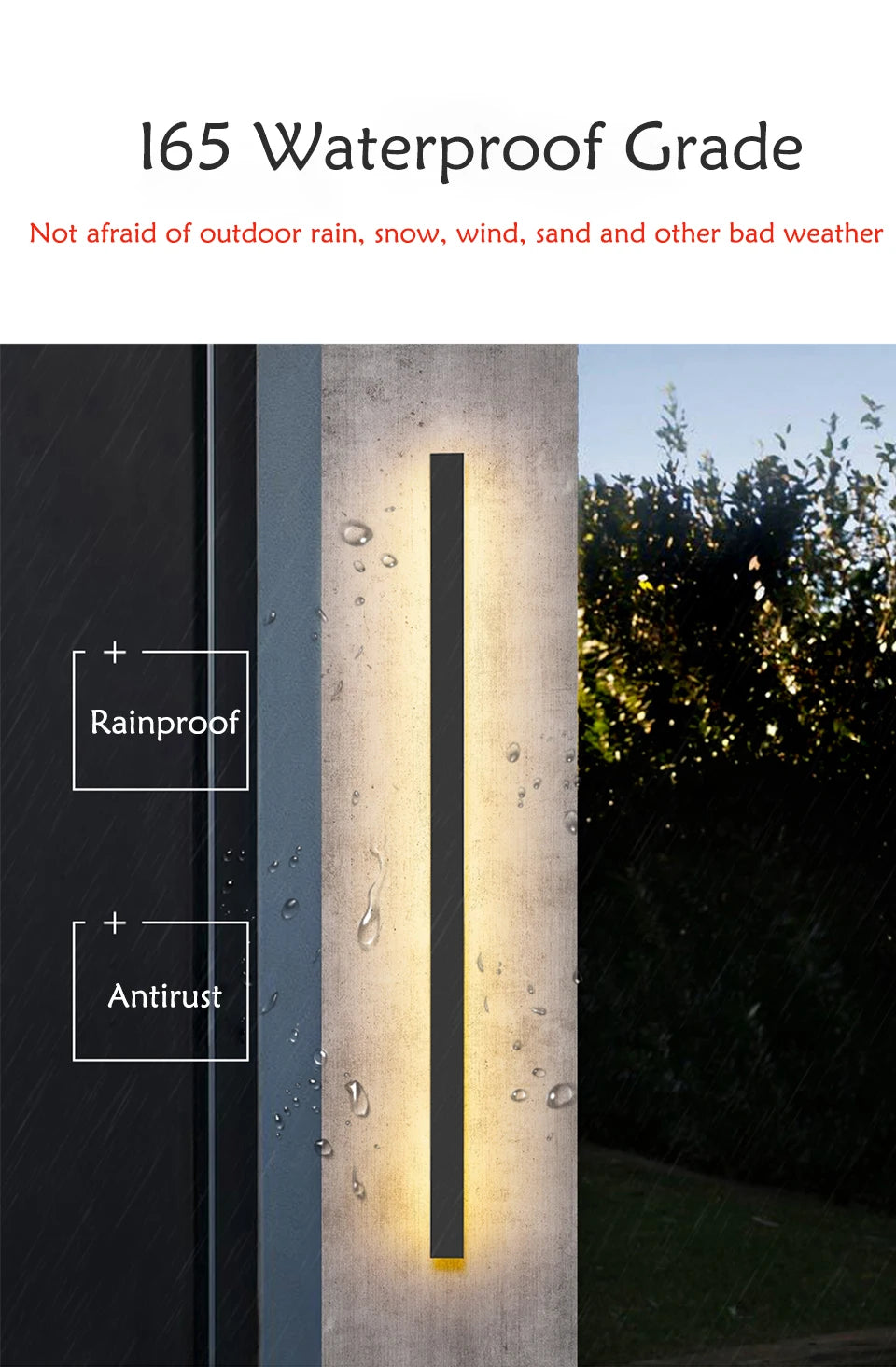 Durable outdoor lamp resistant to water, rust, and harsh weather.