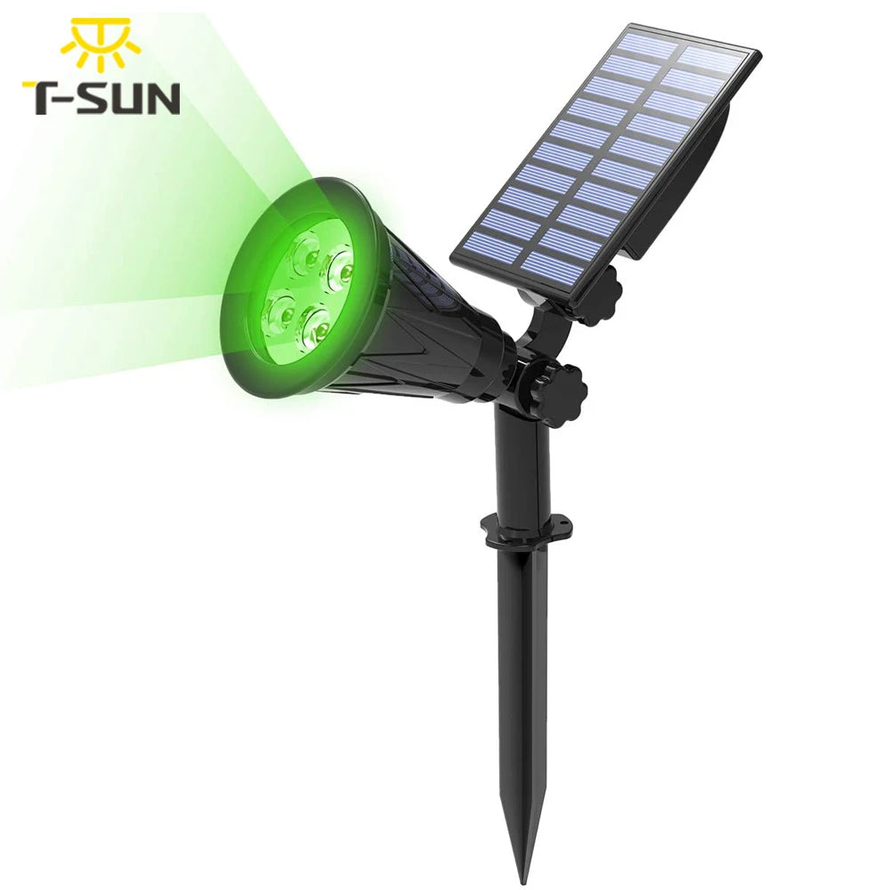 T-SUN 1/2/4 Packs Green Led Solar Light, Light up to 14 hours after full charge, with easy installation and rugged durability.