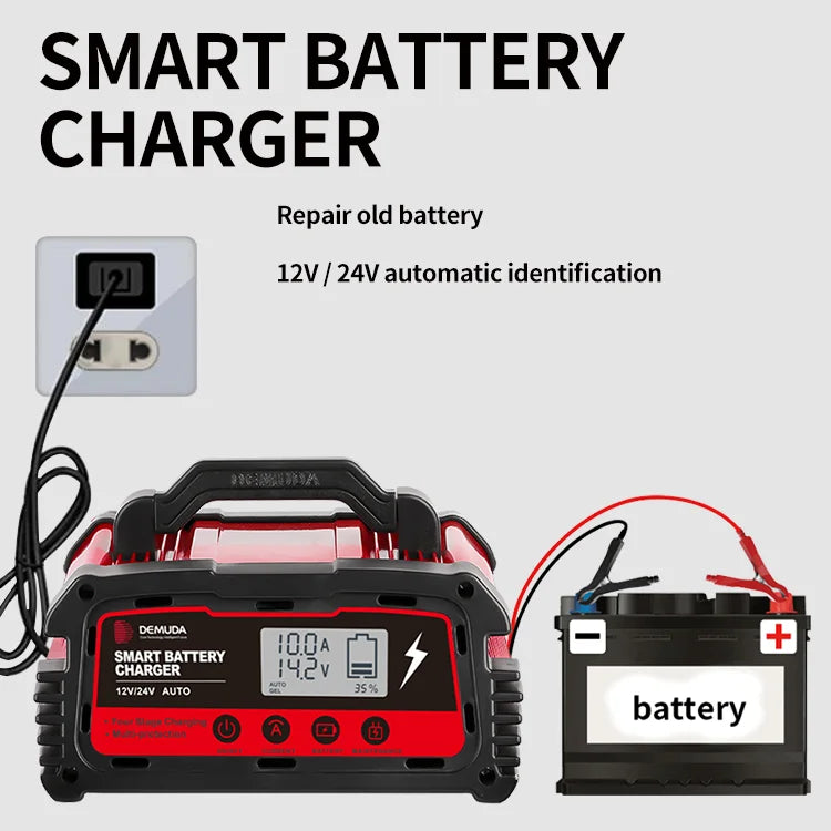 Jingyang 12V 100Ah 200Ah Lithium LiFePO4 Battery, Automatic battery charger for 12V or 24V batteries, including old or damaged ones.