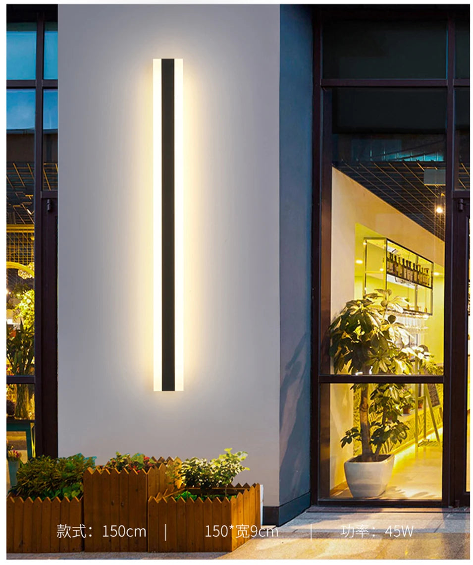 Waterproof outdoor wall lamp LED Long Wall light, Outdoor waterproof LED sconce for courtyards, gardens, villas, and porches with IP65 rating.