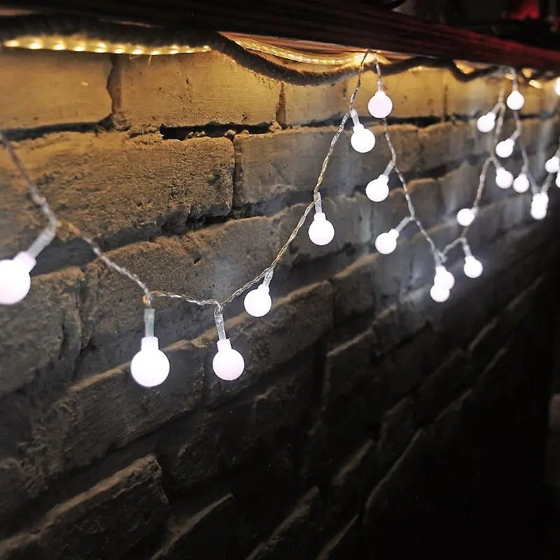 10M Ball LED String Light, Elegant ball string lights with white or multicolor LED bulbs add luxury to outdoor spaces.