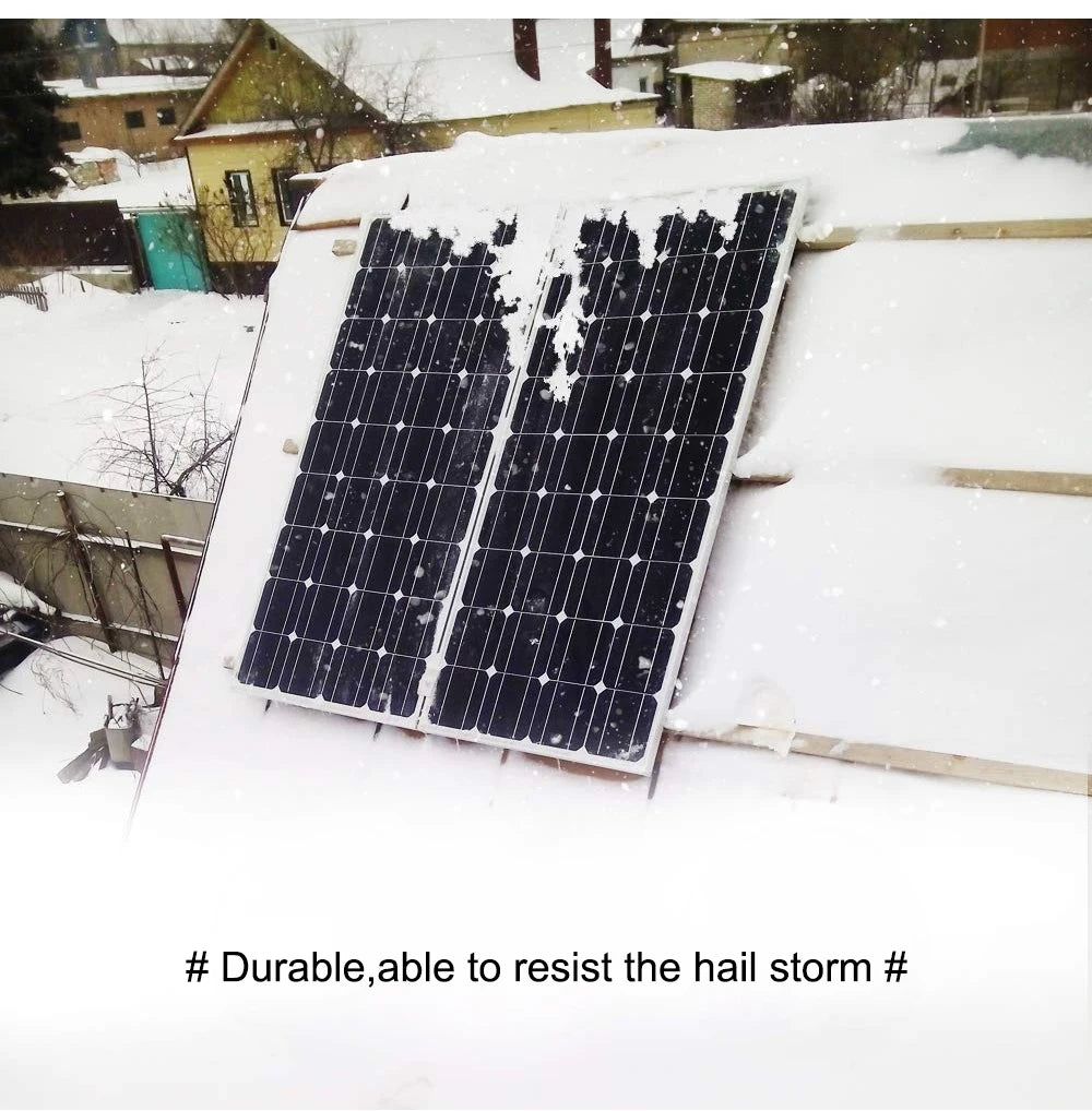 Dokio 18V 100W Rigid Solar Panel, Highly durable, resistant to hail and weather conditions.