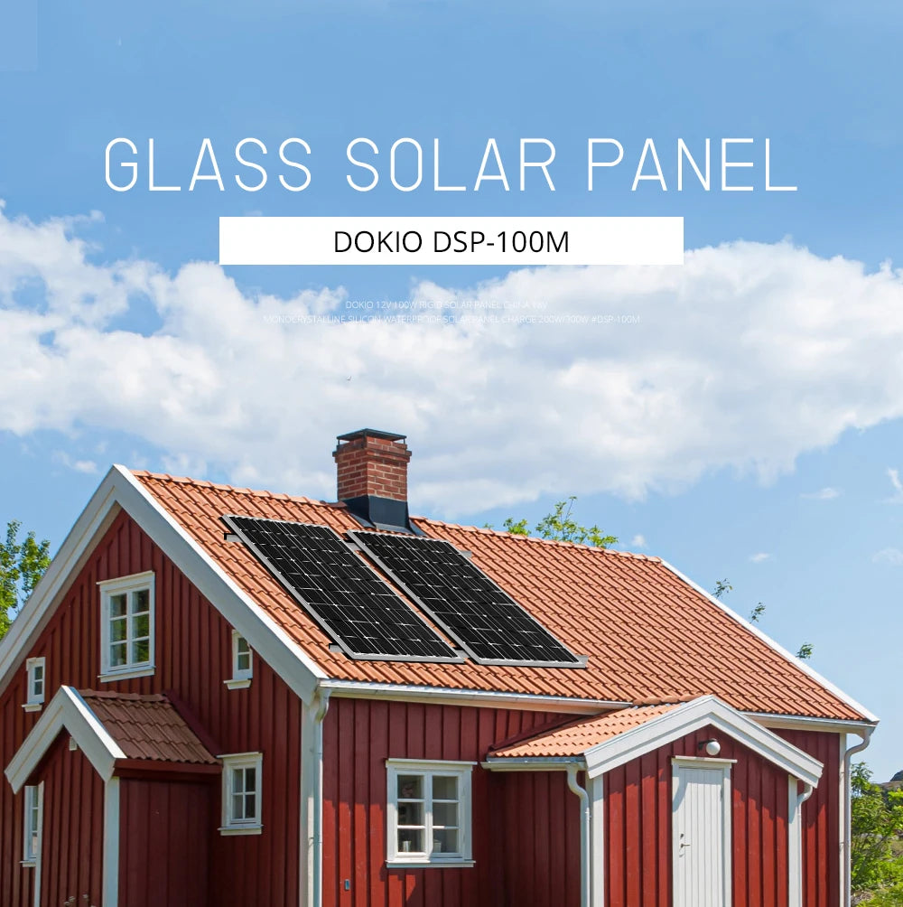 Dokio 18V 100W Rigid Solar Panel, Solar Panel Specifications: DSP-100M, 97x56.5x2.5cm, 22.5V, 5.81A, 7.8kg.