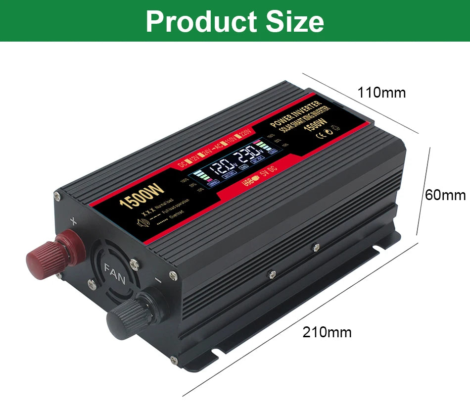 Solar Inverter, Powland 1500W-2600W DC/AC Inverter with modified sine wave, CE certification, and features like soft start protection.