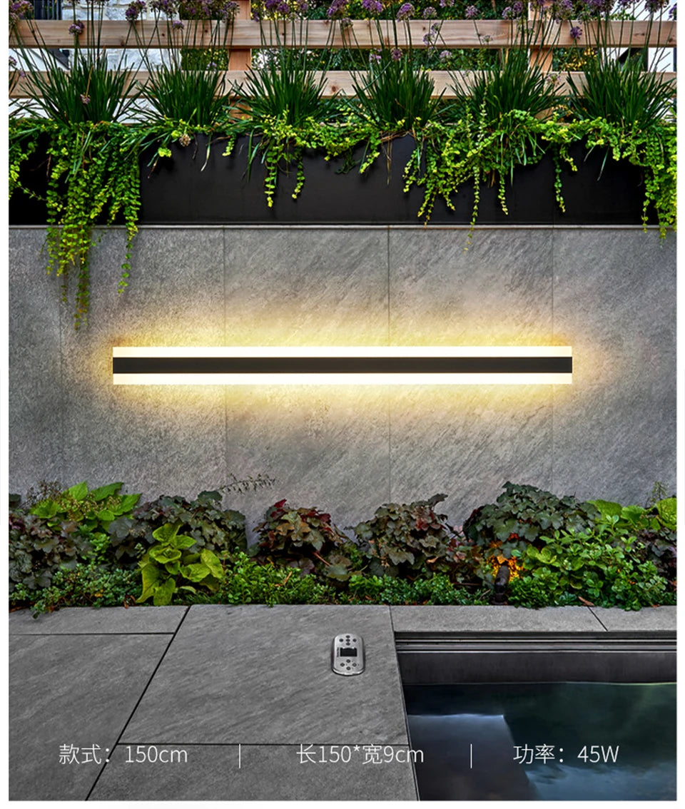 Waterproof outdoor wall lamp LED Long Wall light, Waterproof outdoor sconce with LED lighting, suitable for courtyards, gardens, villas, and porches.