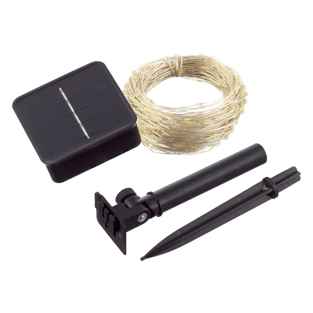 LED Solar Fairy Light, Multicolored lights illuminate the scene at night, creating a breathtakingly beautiful display.