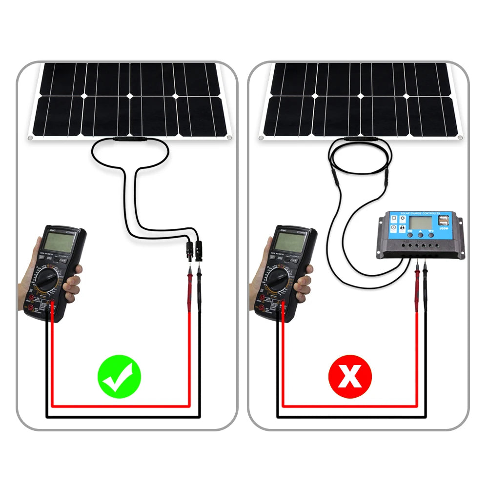 solar panel, Minimize power loss by keeping battery cable short and compact.