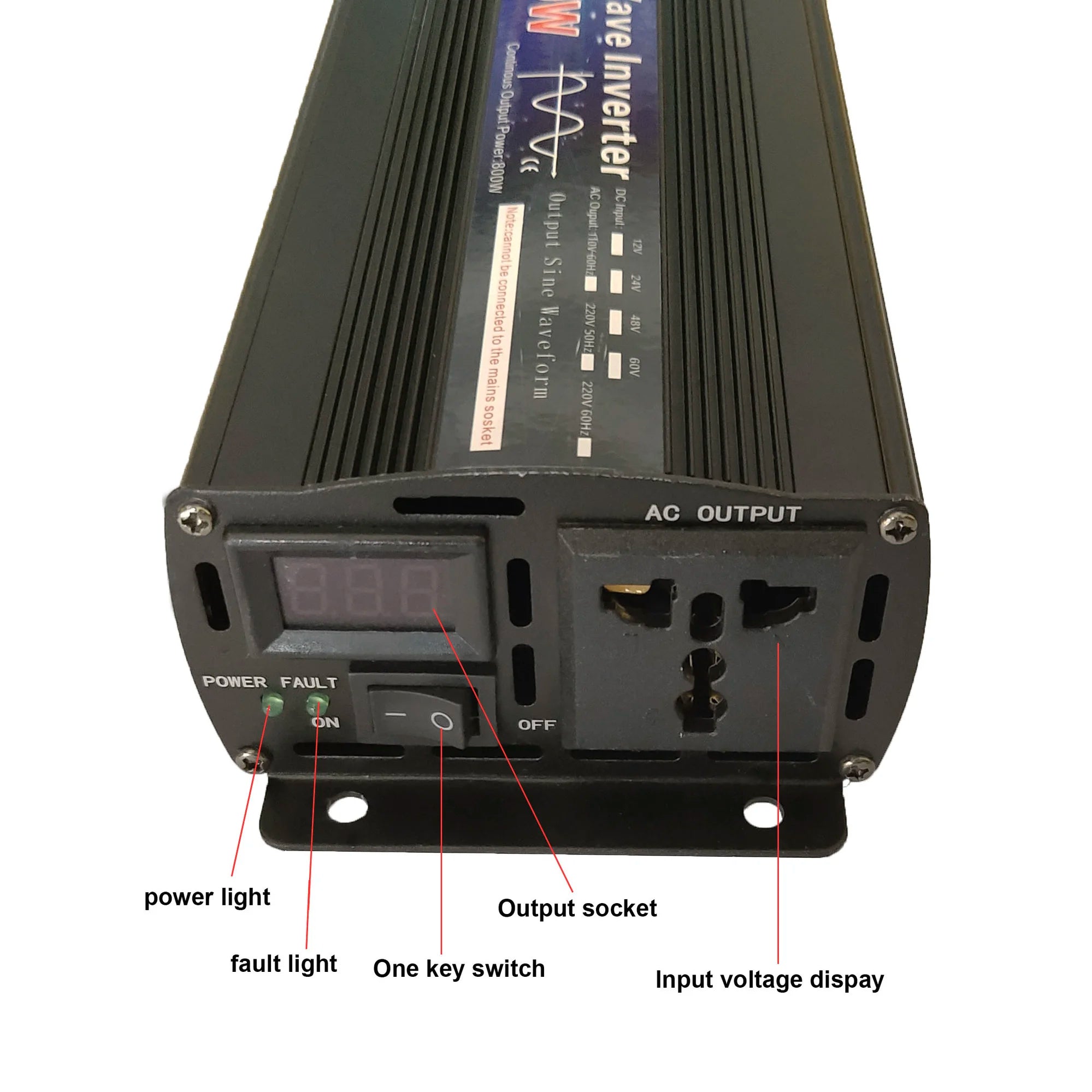 Pure Sine Wave Inverter, Power inverter converts DC power to AC for home or car use, suitable for solar energy systems.