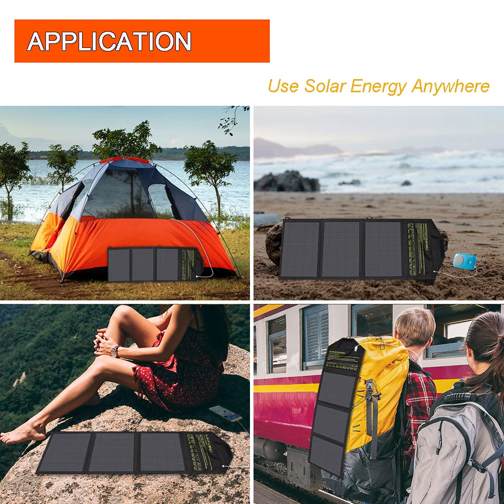 Upgraded 28W 21W 14W Portable Solar Panel, Charge your devices using solar energy anywhere with this portable solar charger.