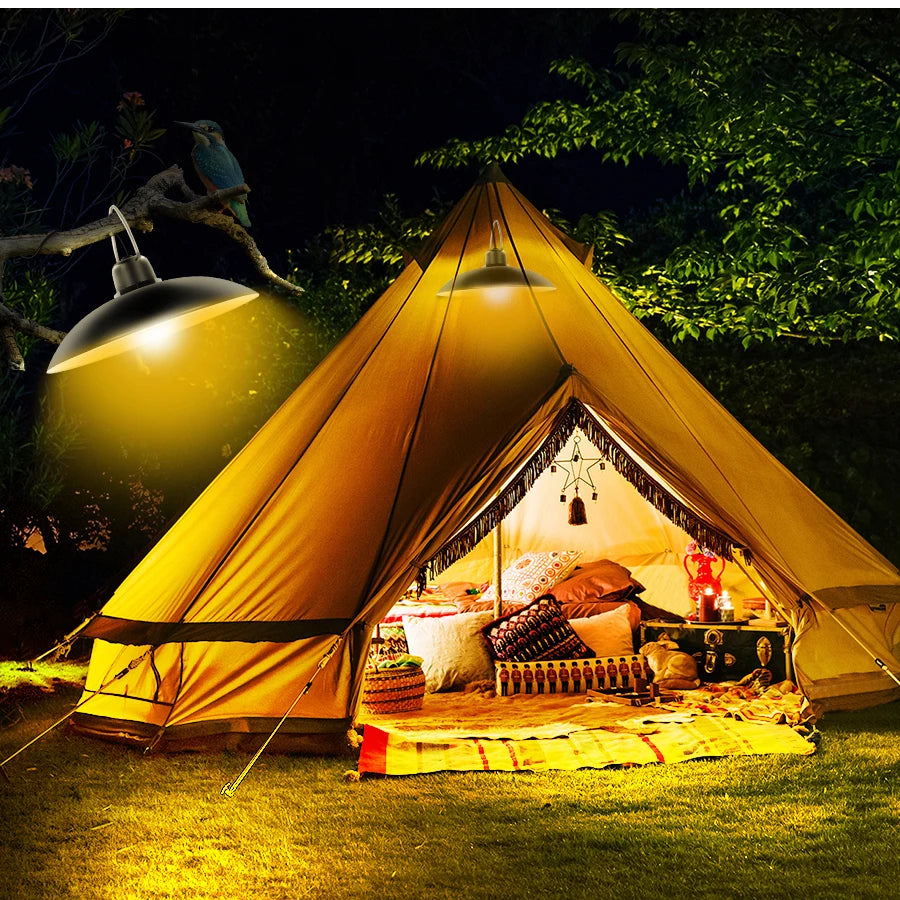 Amaryllis Double Head Solar Pendant Light, Waterproof solar pendant light for indoor/outdoor use with adjustable cord length.