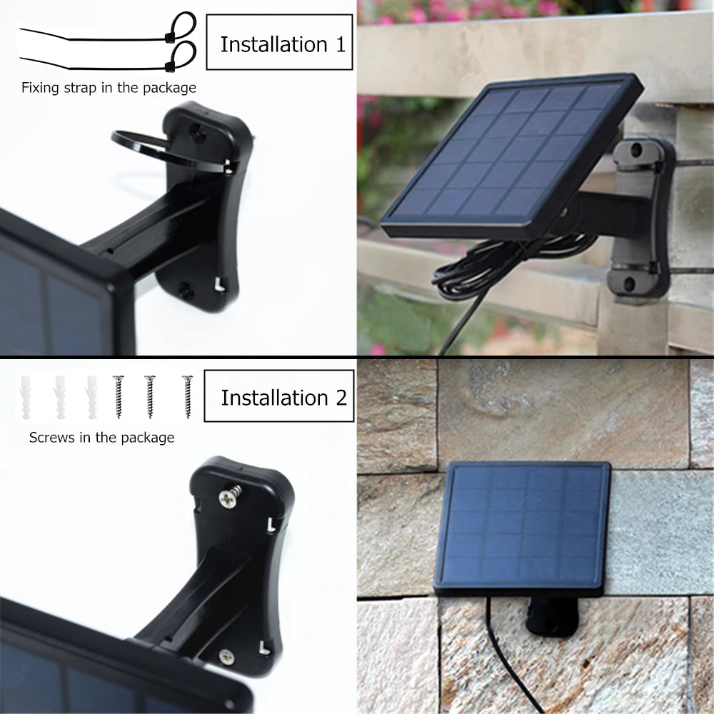 Solar Lamp Outdoor Garden Light, Package includes fixing strap and two screws for easy installation.