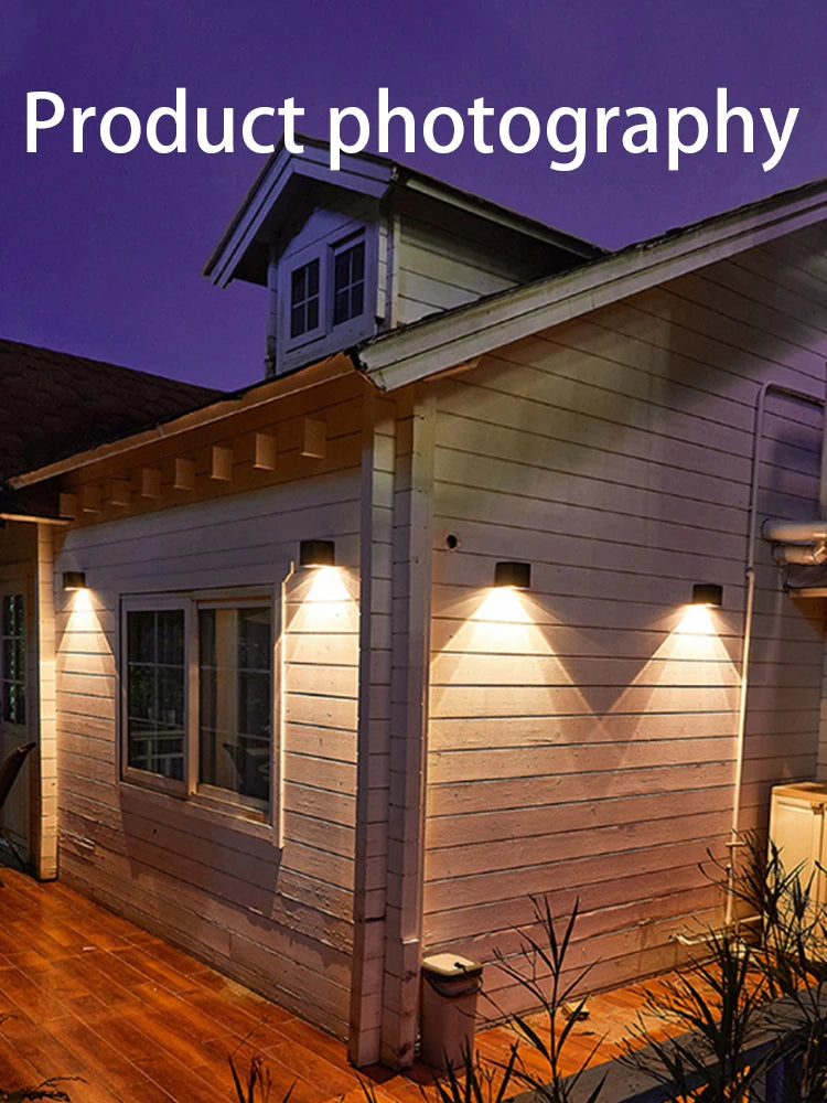 LED Solar Light, Solar-powered outdoor lamp with warm white LED lights, waterproof design, and automatic sensor control.