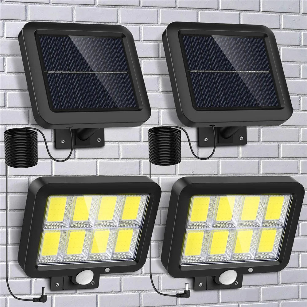 COB LED Solar Powered Light, Energy-efficient automated night light with motion sensor, turning on at dusk and off at dawn.