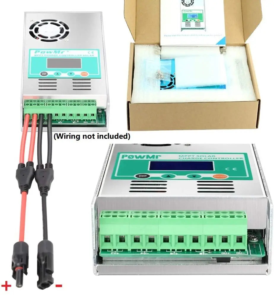 PowMr MPPT 60A Solar Charge Controller, Wiring Not Included. Compatible with Lead-Acid or Lithium Batteries.