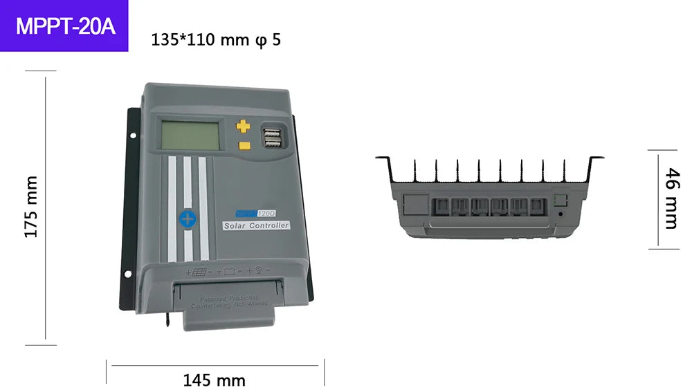 High-performance MPPT solar controller for lithium LifePO4 batteries with adjustable current settings from 10A to 40A.