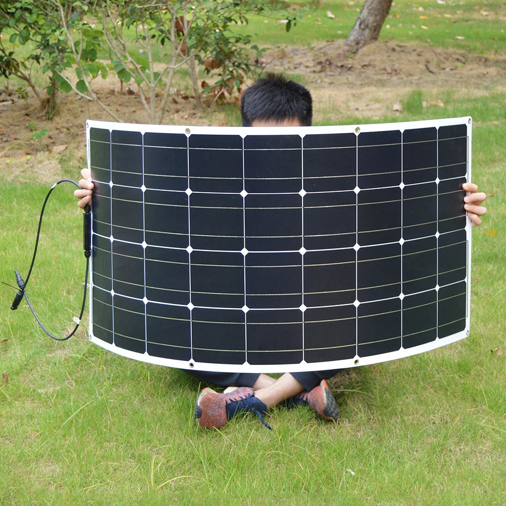 Lightweight, efficient solar panel with a slim 1.5mm thickness, weighing just 1.1kg.