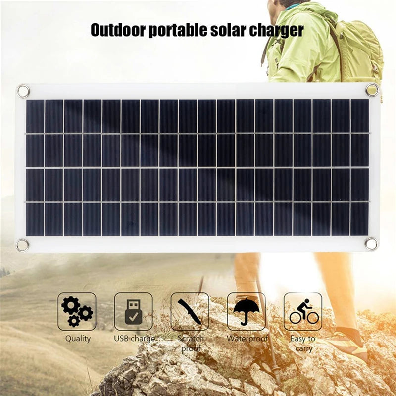 1000W Solar Panel, Compact solar charger with waterproof design and three USB ports for outdoor use.