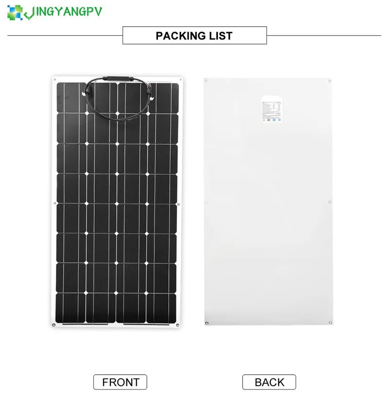 400W 300W 200W 100W Solar Panel, Jingyang PV packing list includes front and back panels.