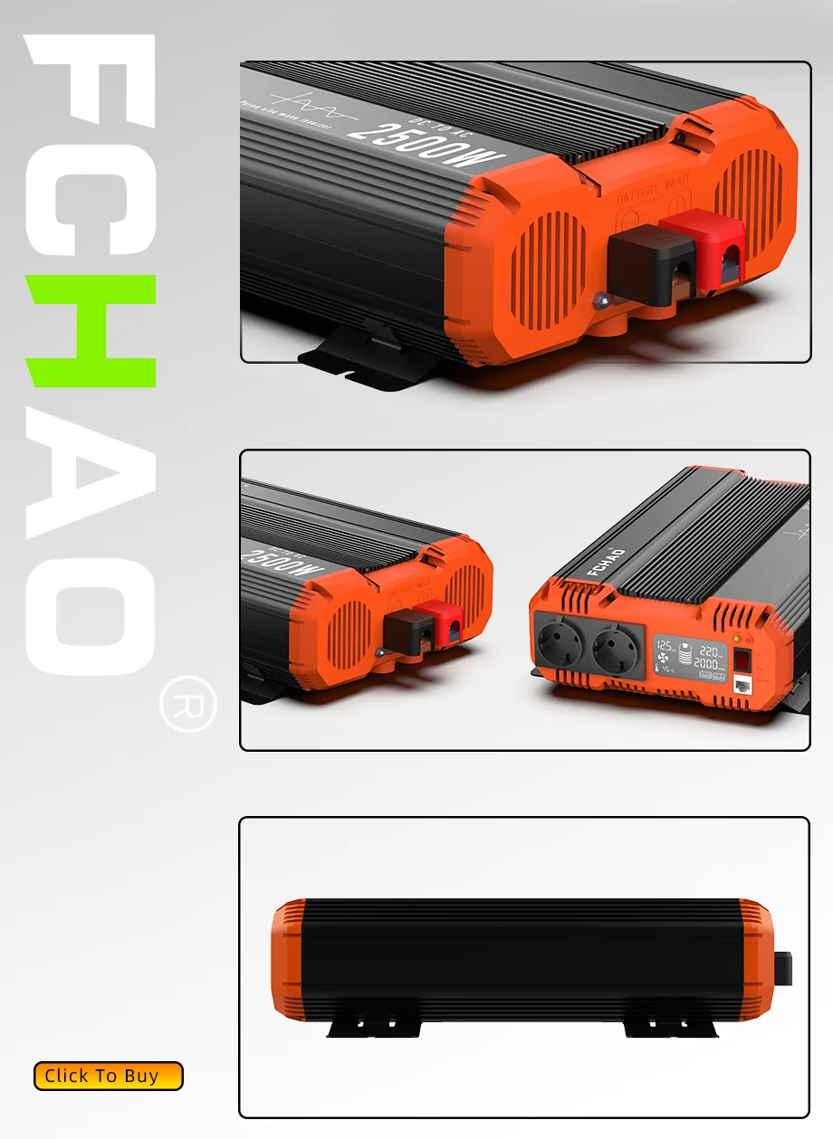 FCHAO 5000W Car Power Inverter, Multi-Function Vehicle Inverter, Pure Sine Wave, DC/AC, Single Output, 50Hz or 60Hz, CE/RoHS Certified.