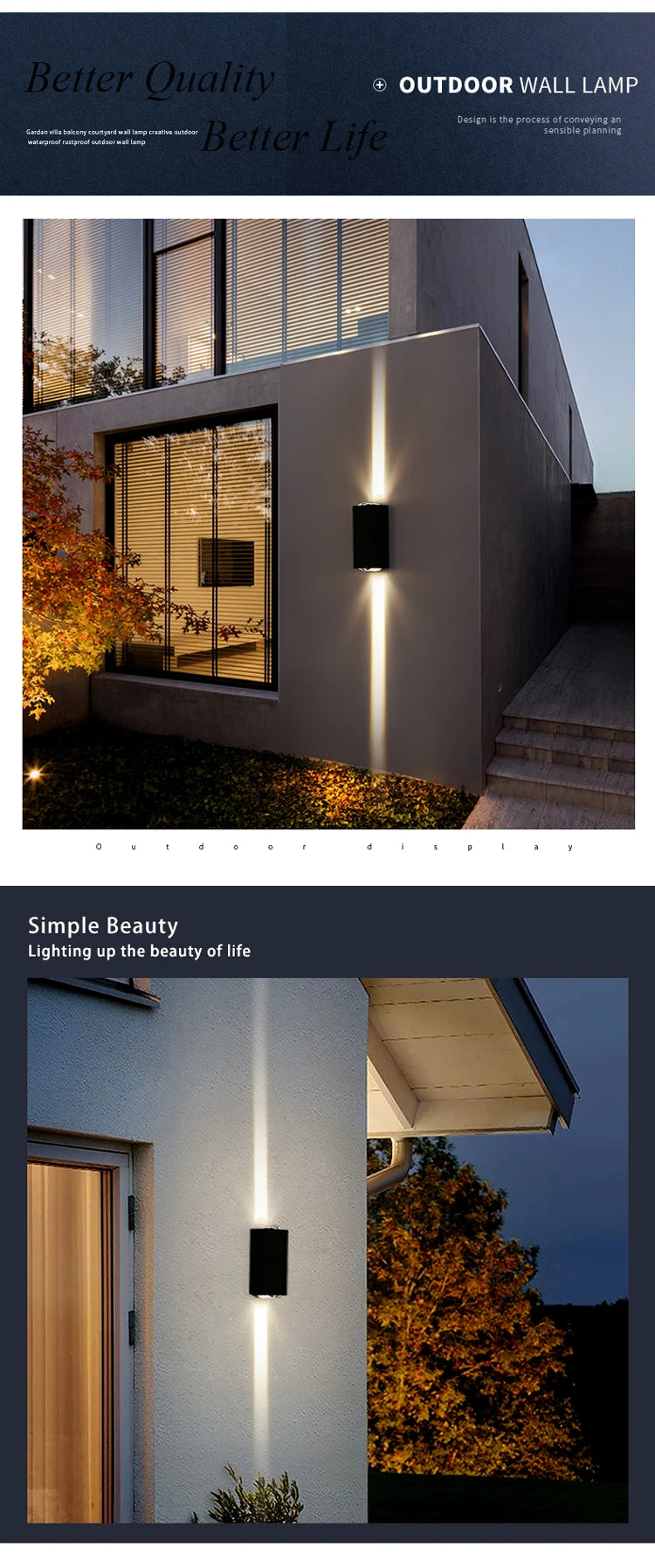 JoollySun Wall Sconces Outdoor Wall Light, Elegant outdoor lamp design for porches/balconies featuring weather-resistant and energy-efficient LED lighting.
