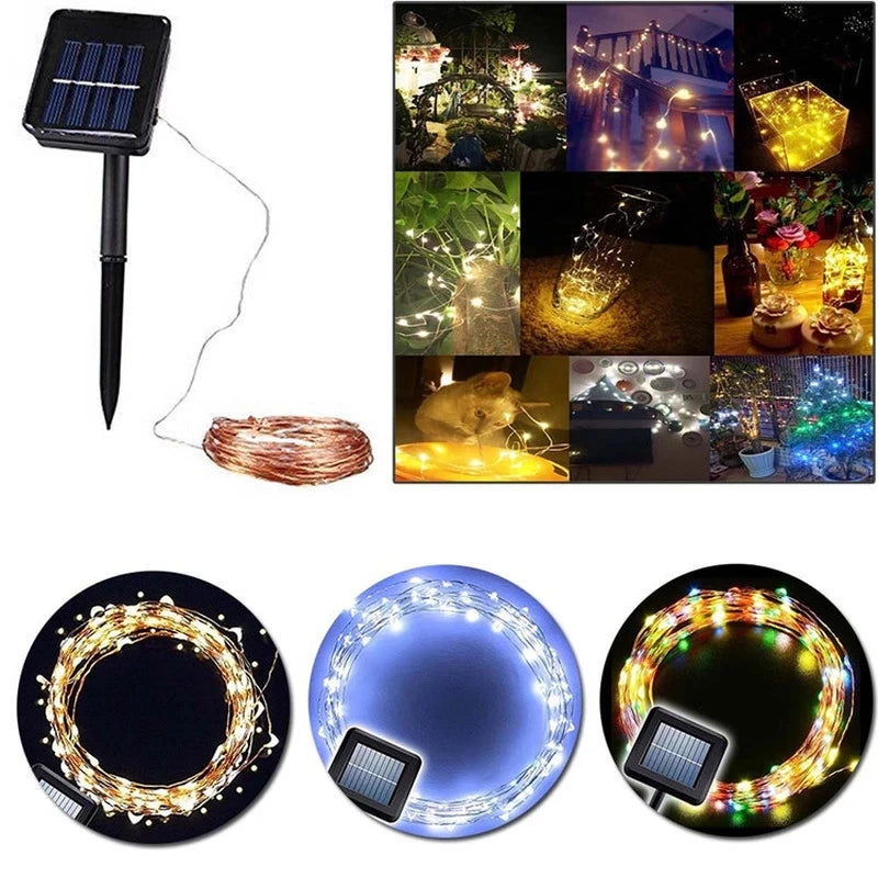 LED Solar Light, Thin and flexible solar fairy lights with easy installation.