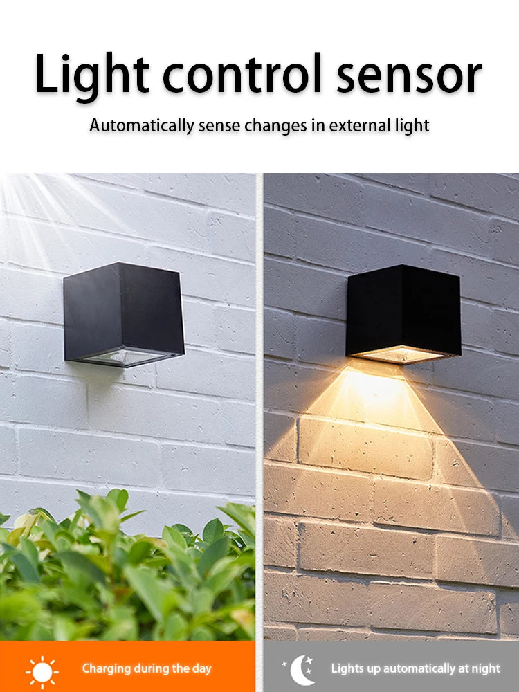 LED Solar Light, Solar-powered sensor charges during daylight, automatically illuminating at dusk.