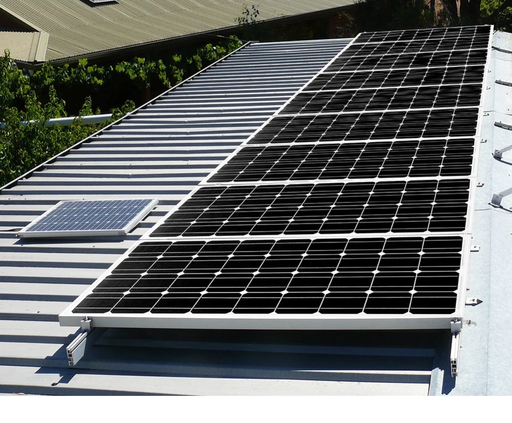 Dokio 18V 100W Rigid Solar Panel, Tempered glass surface is waterproof and resistant to snow, hail, and other harsh conditions.