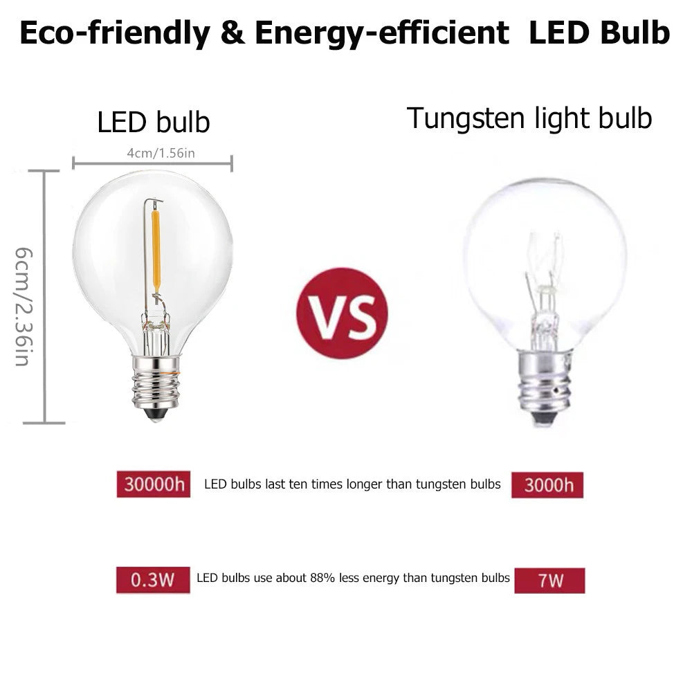 Street Garland Solar Outdoor Light, Eco-friendly LED bulbs outlast traditional bulbs by 10x, using 12% of the energy.