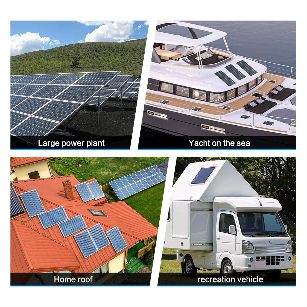 Powerful solar panel kit for home, yacht, RV or car, perfect for outdoor use.