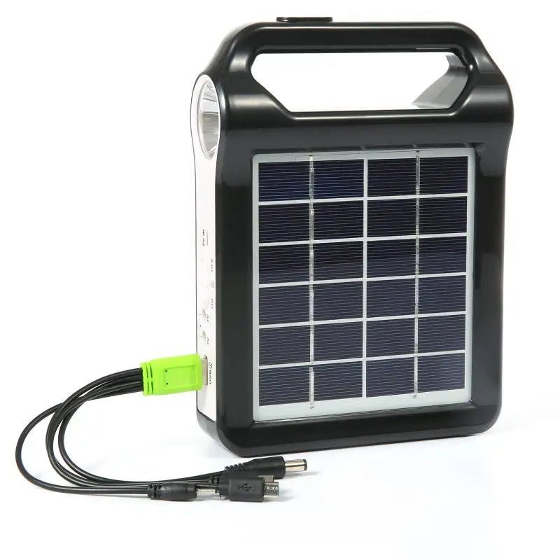 Portable 6V Rechargeable Solar Panel, Rechargeable solar panel power storage system with USB charger and lamp, perfect for home energy independence.