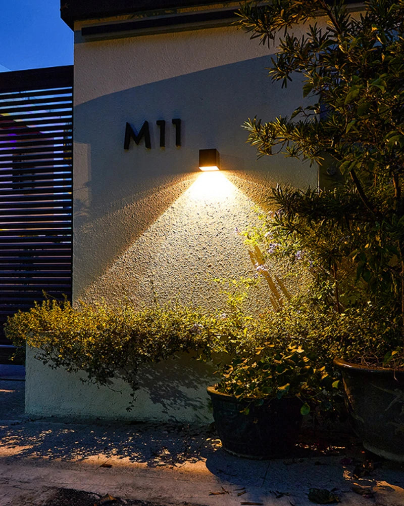 LED Solar Light, Solar-powered wall lamp with warm white LEDs, waterproof and rustproof design, ideal for outdoor use.