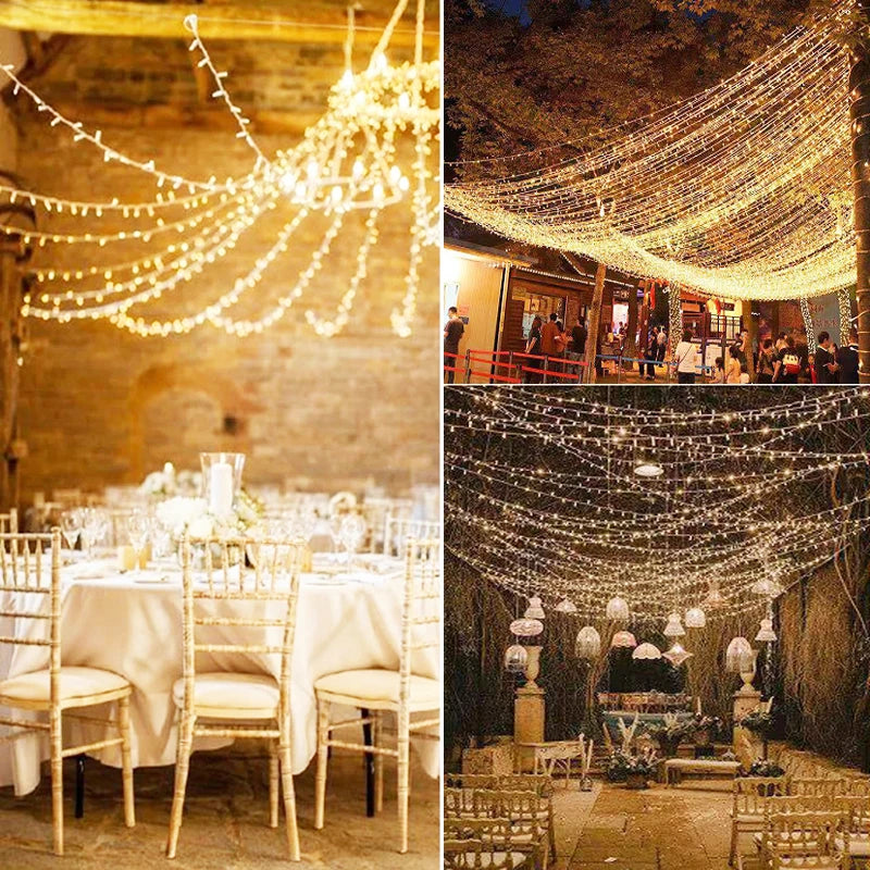 5M-100M Garland LED String Light, String lights suitable for various celebrations and events, including Christmas, weddings, and outdoor gatherings.