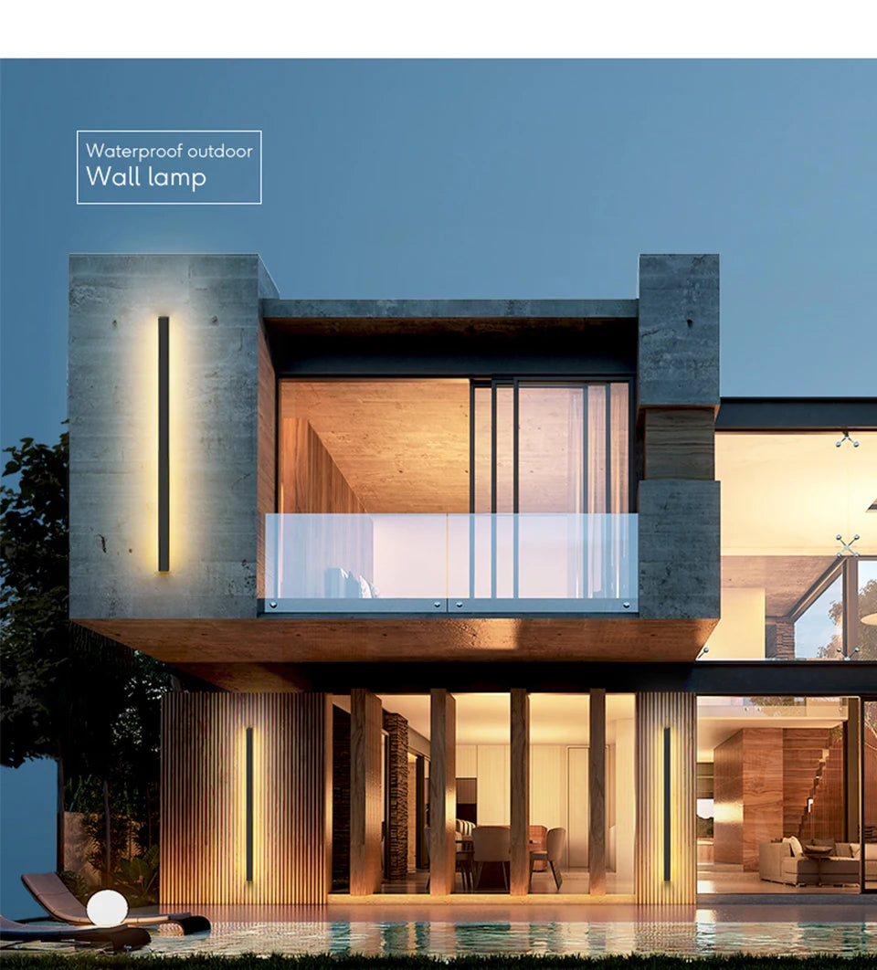 Outdoor waterproof sconce light with aluminum body and LED lighting, suitable for gardens, villas, or porches.